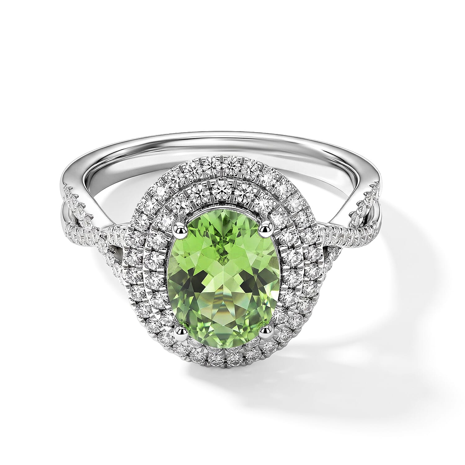 Certified & Appraised Rhapsody AAAA Arquiana Mint Tourmaline and Diamond I2 2.50 ctw Ring in 950 Platinum (Size 6.0)
