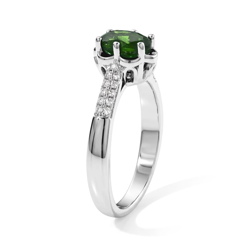 EverTrue Chrome Diopside and Simulated Diamond 1.00 ctw Ring in Platinum Bond (Size 8.0)