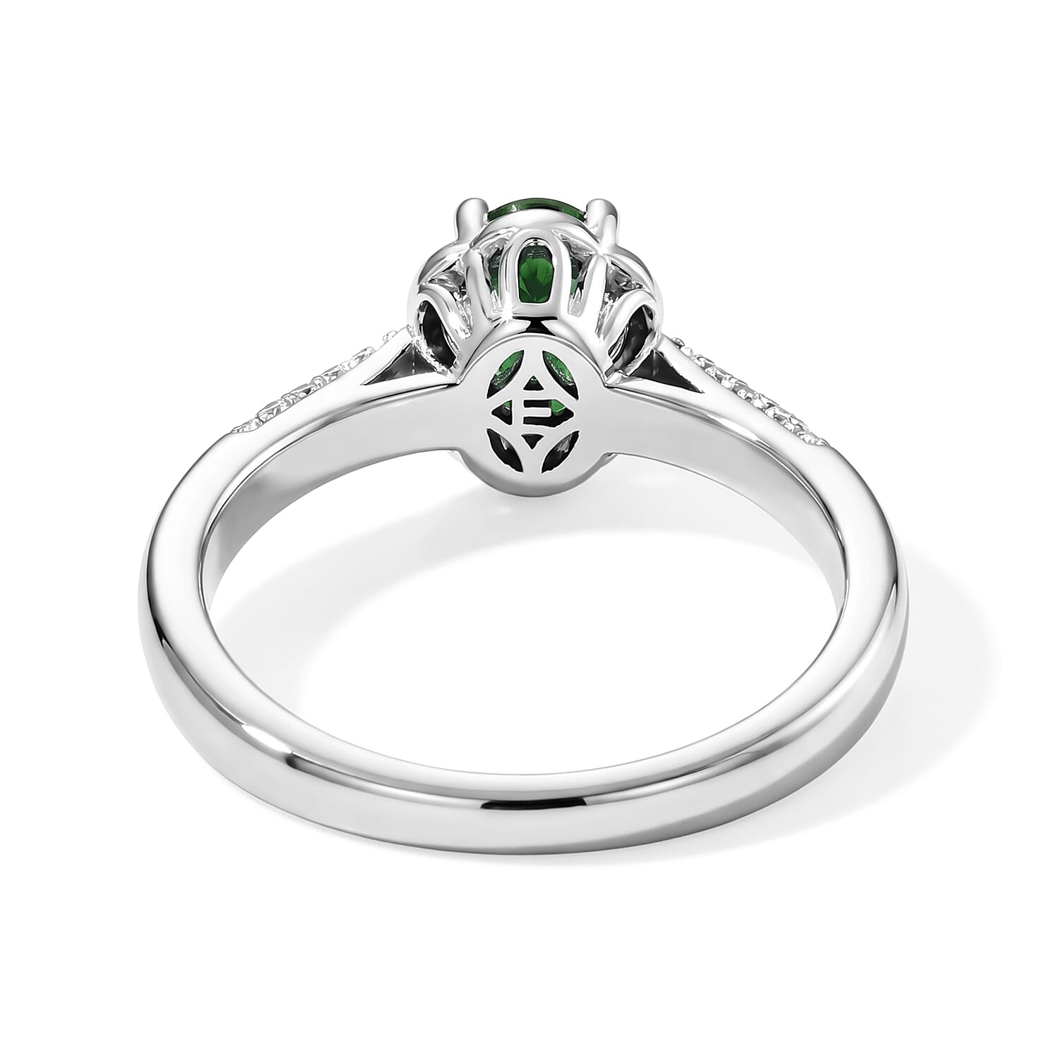 EverTrue Chrome Diopside and Simulated Diamond 1.00 ctw Ring in Platinum Bond (Size 8.0)