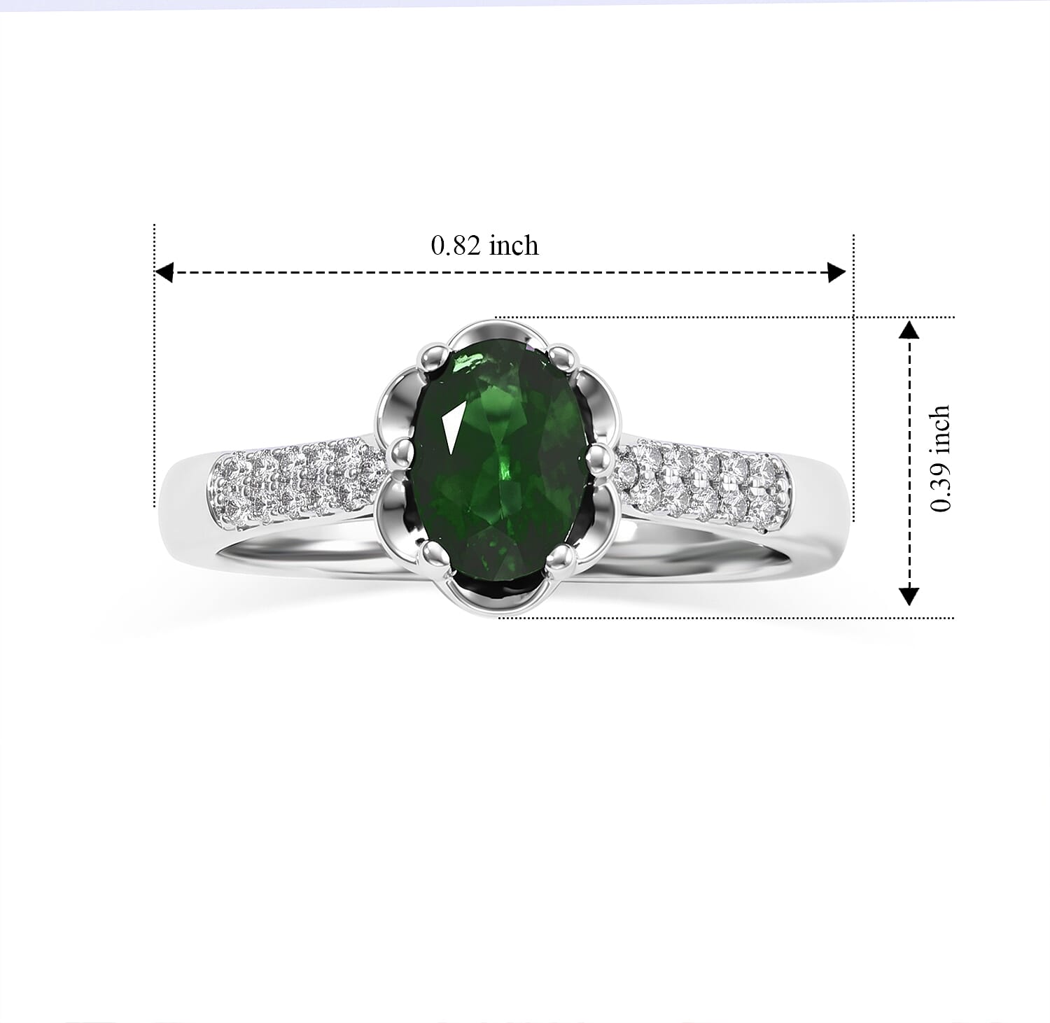 EverTrue Chrome Diopside and Simulated Diamond 1.00 ctw Ring in Platinum Bond (Size 8.0)