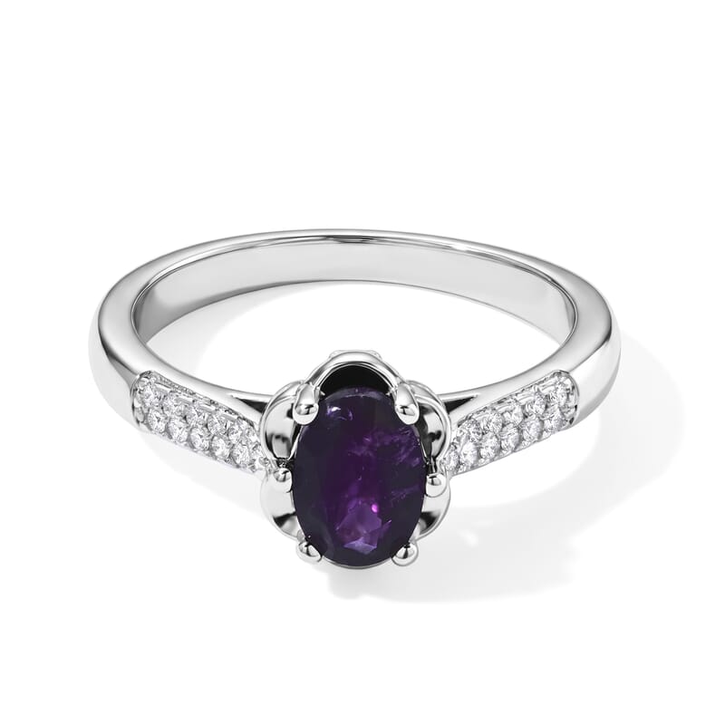 EverTrue African Amethyst and Simulated Diamond 1.00 ctw Ring in Platinum Bond (Size 10.0)