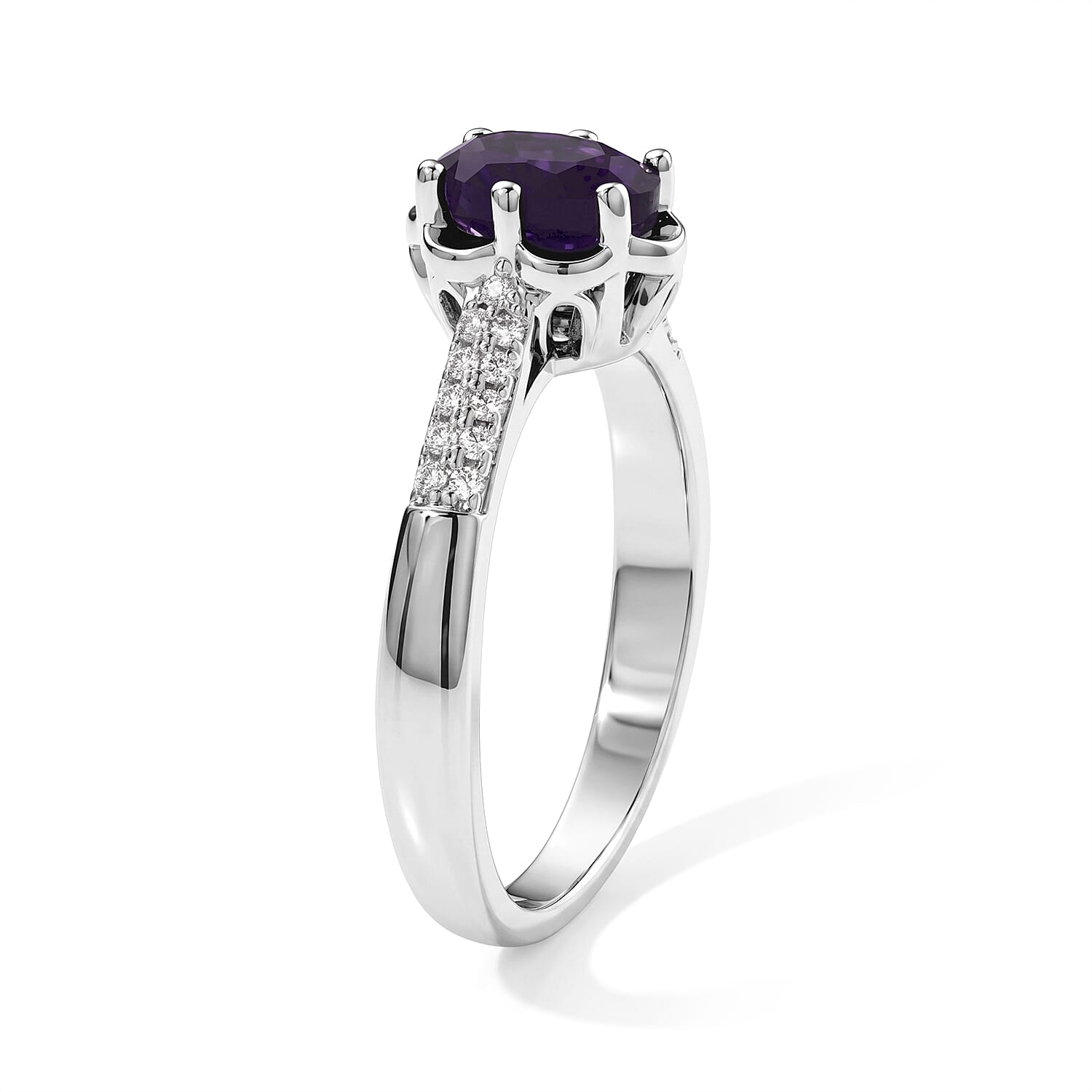 EverTrue African Amethyst and Simulated Diamond 1.00 ctw Ring in Platinum Bond (Size 10.0)