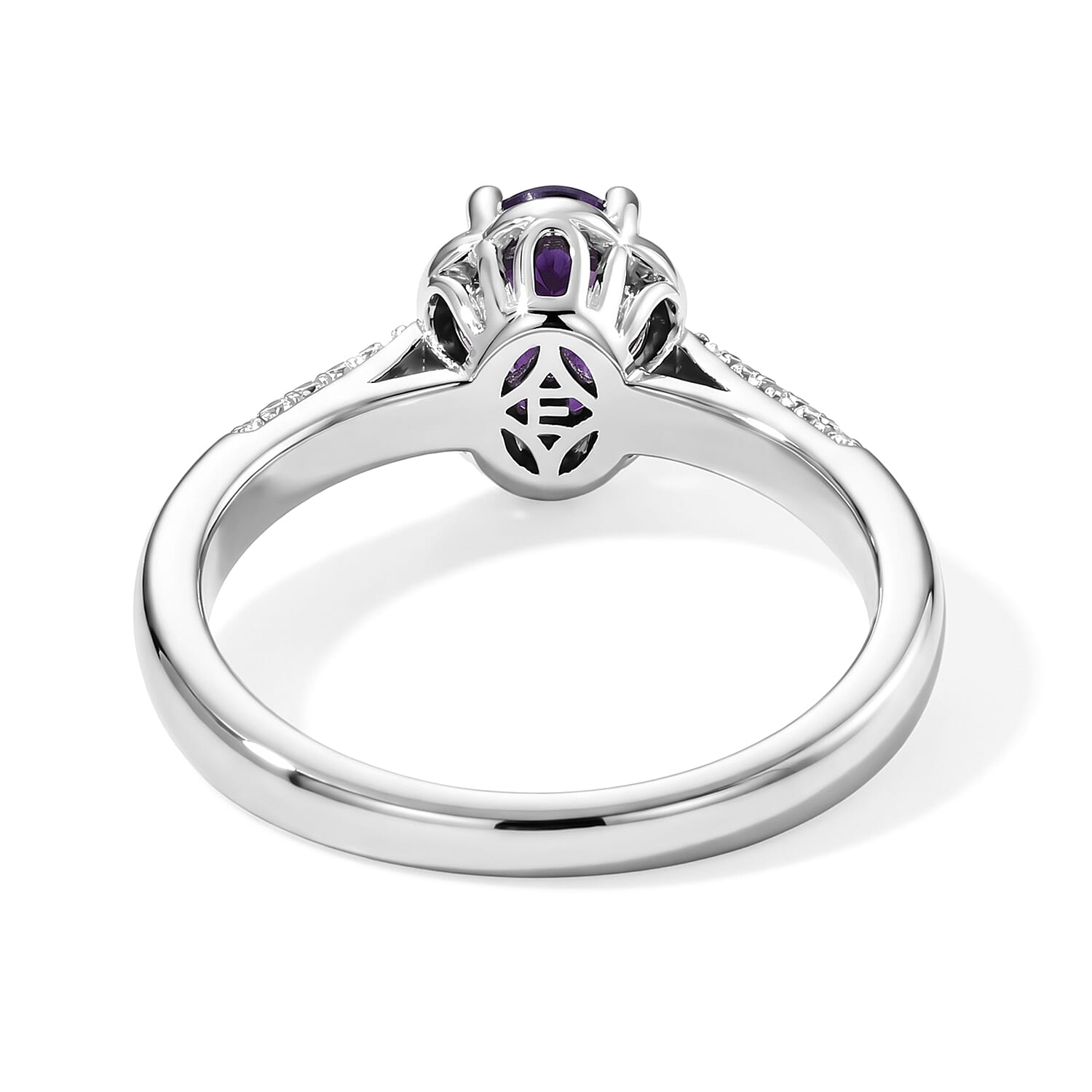EverTrue African Amethyst and Simulated Diamond 1.00 ctw Ring in Platinum Bond (Size 10.0)