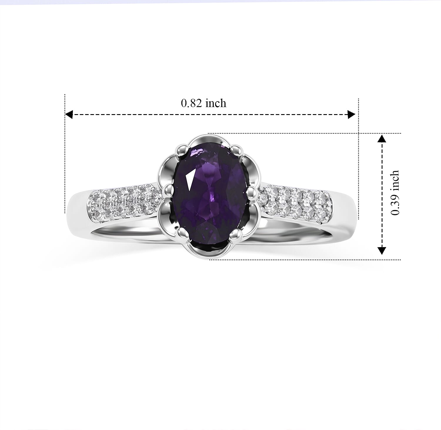 EverTrue African Amethyst and Simulated Diamond 1.00 ctw Ring in Platinum Bond (Size 10.0)