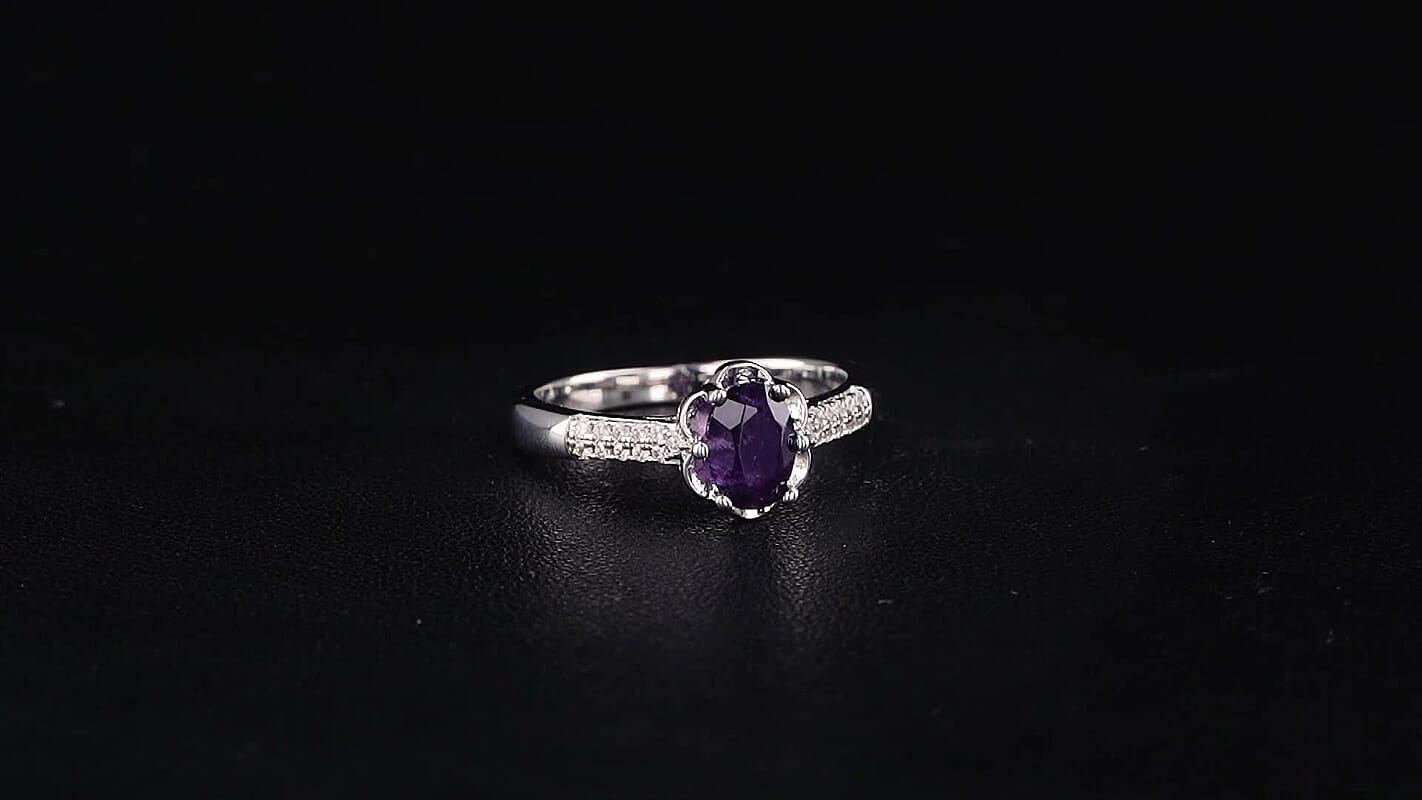 EverTrue Chrome Diopside and Simulated Diamond 1.00 ctw Ring in Platinum Bond (Size 10.0)