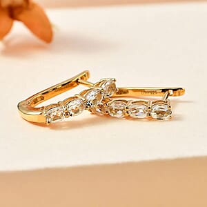 D'Joy White Topaz 2.00 ctw Earrings in 14K Yellow Gold Over Sterling Silver