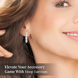 D'Joy White Topaz 2.00 ctw Earrings in 14K Yellow Gold Over Sterling Silver