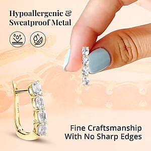 D'Joy White Topaz 2.00 ctw Earrings in 14K Yellow Gold Over Sterling Silver