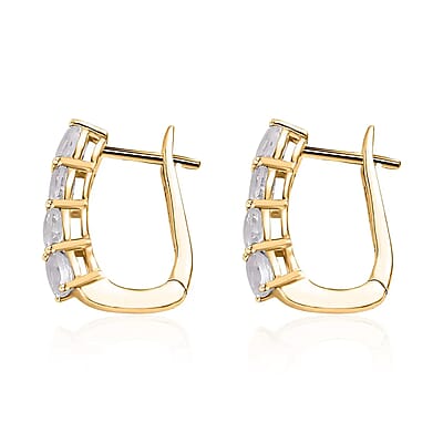 D'Joy White Topaz 2.00 ctw Earrings in 14K Yellow Gold Over Sterling Silver