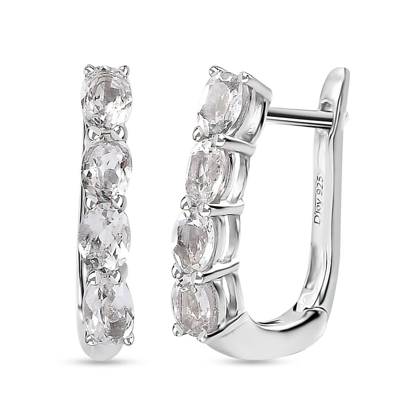 White Topaz 1.70 ctw Earrings in Platinum Over Sterling Silver