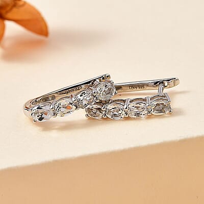 White Topaz 1.70 ctw Earrings in Platinum Over Sterling Silver