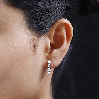White Topaz 1.70 ctw Earrings in Platinum Over Sterling Silver