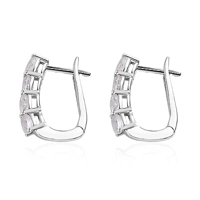 White Topaz 1.70 ctw Earrings in Platinum Over Sterling Silver