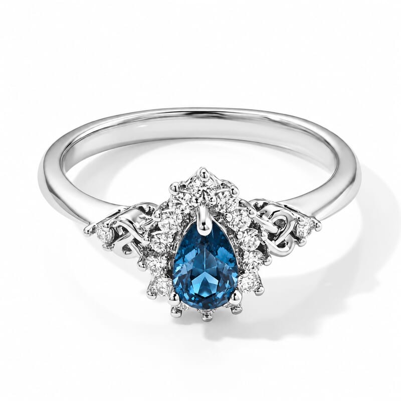 EverTrue London Blue Topaz and Simulated Diamond 0.80 ctw Ring in Platinum Bond (Size 10.0)