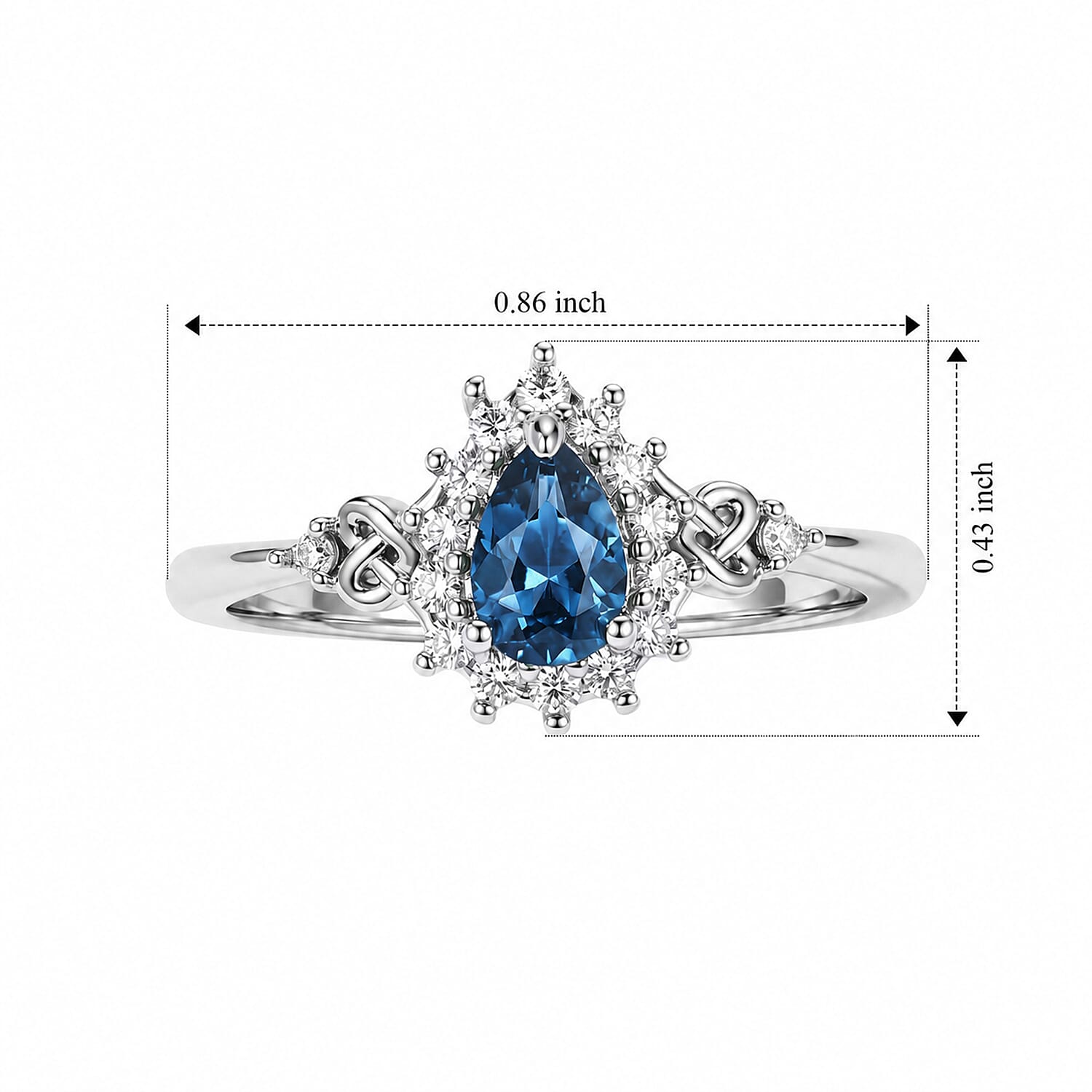 EverTrue London Blue Topaz and Simulated Diamond 0.80 ctw Ring in Platinum Bond (Size 10.0)