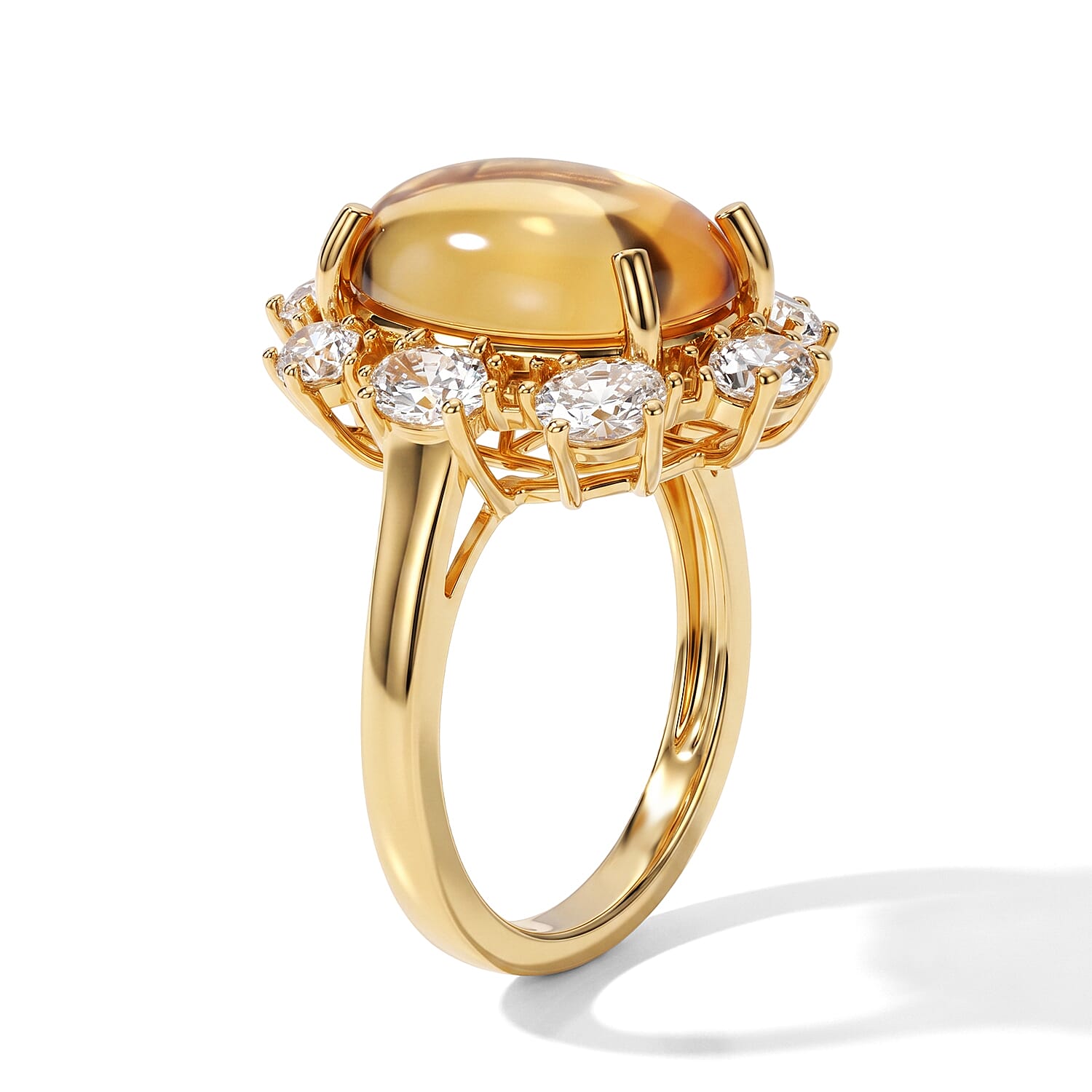 EverTrue Brazilian Citrine and White Topaz 6.80 ctw Fancy Ring in 18K YG Plated (Size 7.0)