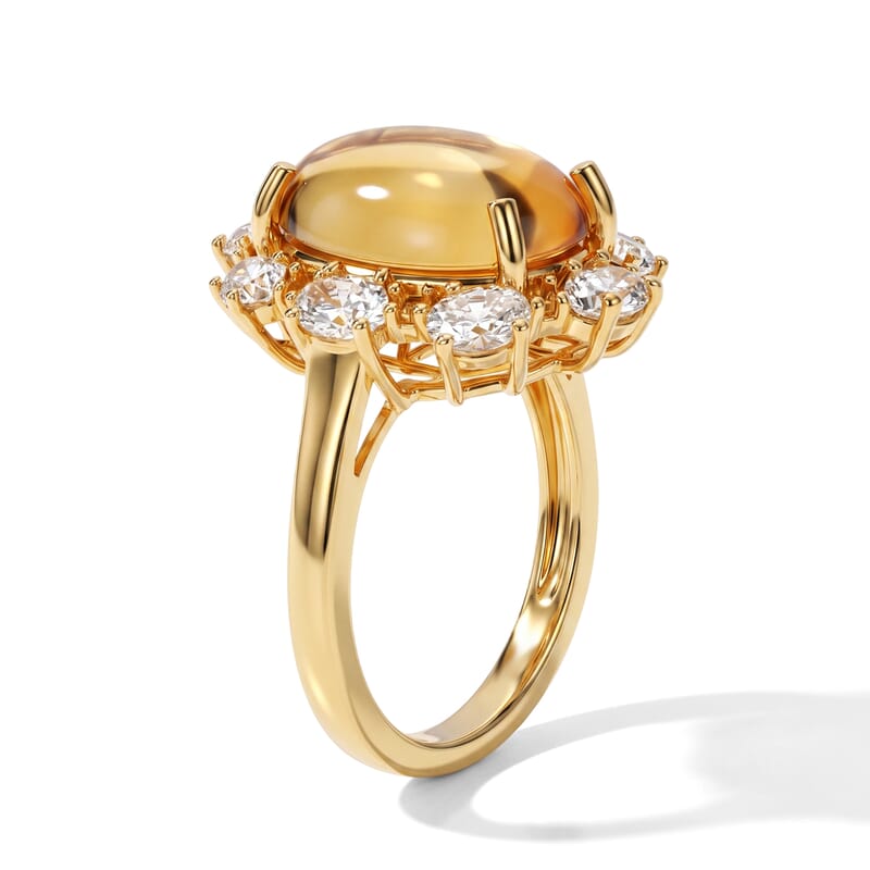 EverTrue Brazilian Citrine and White Topaz 6.80 ctw Fancy Ring in 18K YG Plated (Size 7.0)