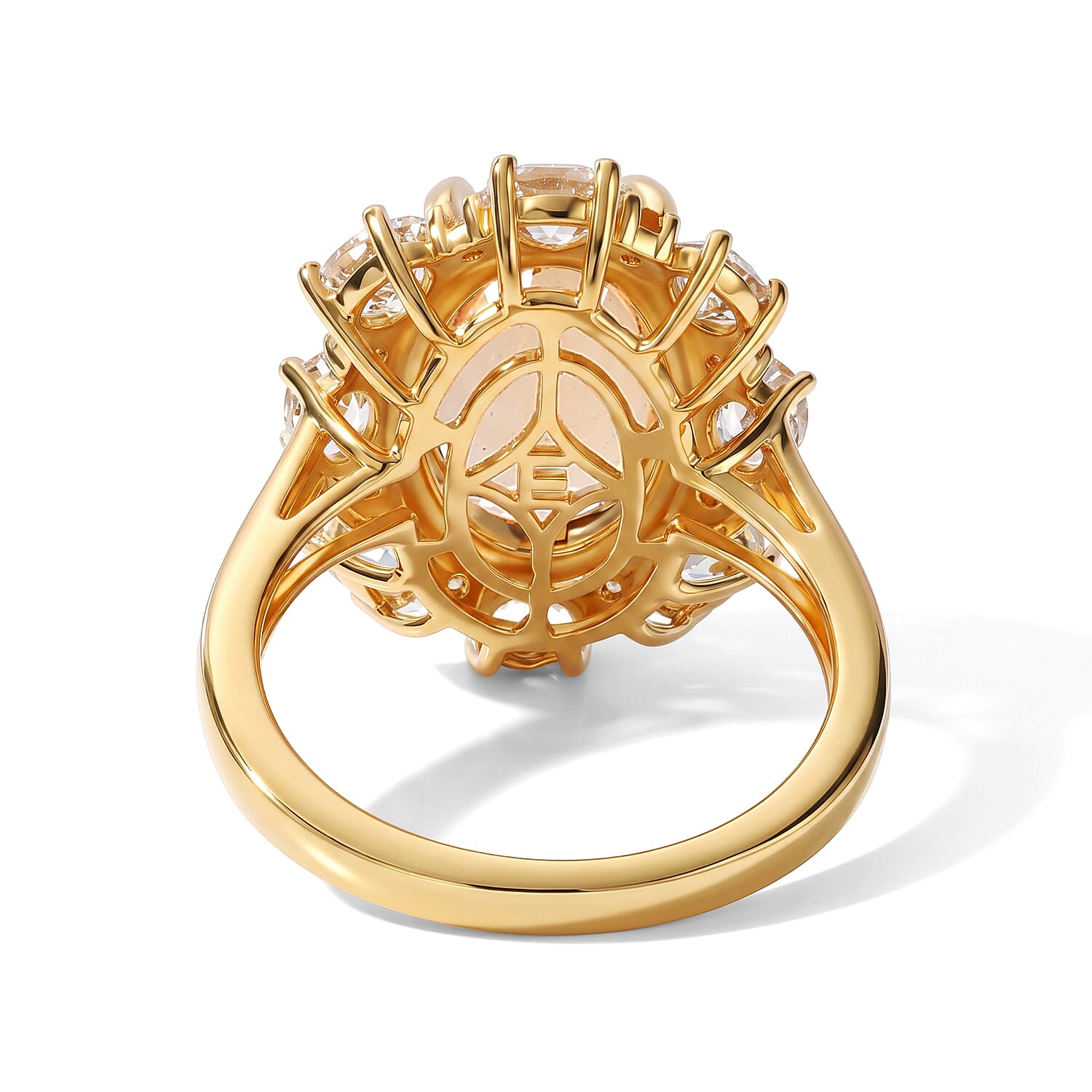 EverTrue Brazilian Citrine and White Topaz 6.80 ctw Fancy Ring in 18K YG Plated (Size 7.0)