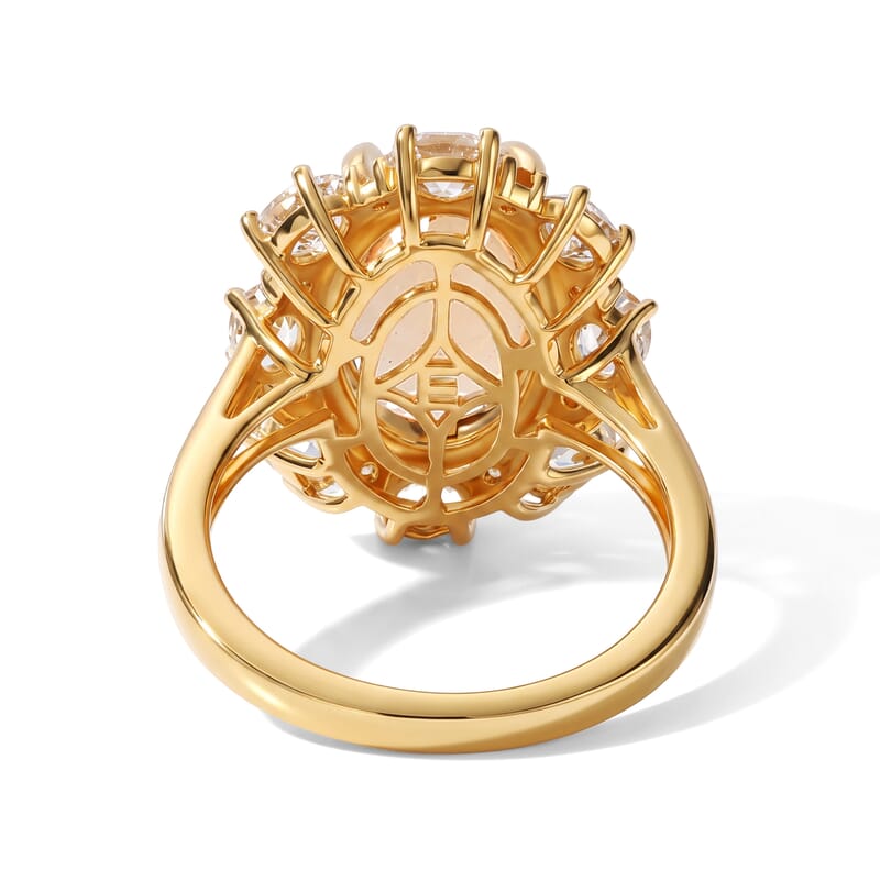EverTrue Brazilian Citrine and White Topaz 6.80 ctw Fancy Ring in 18K YG Plated (Size 7.0)