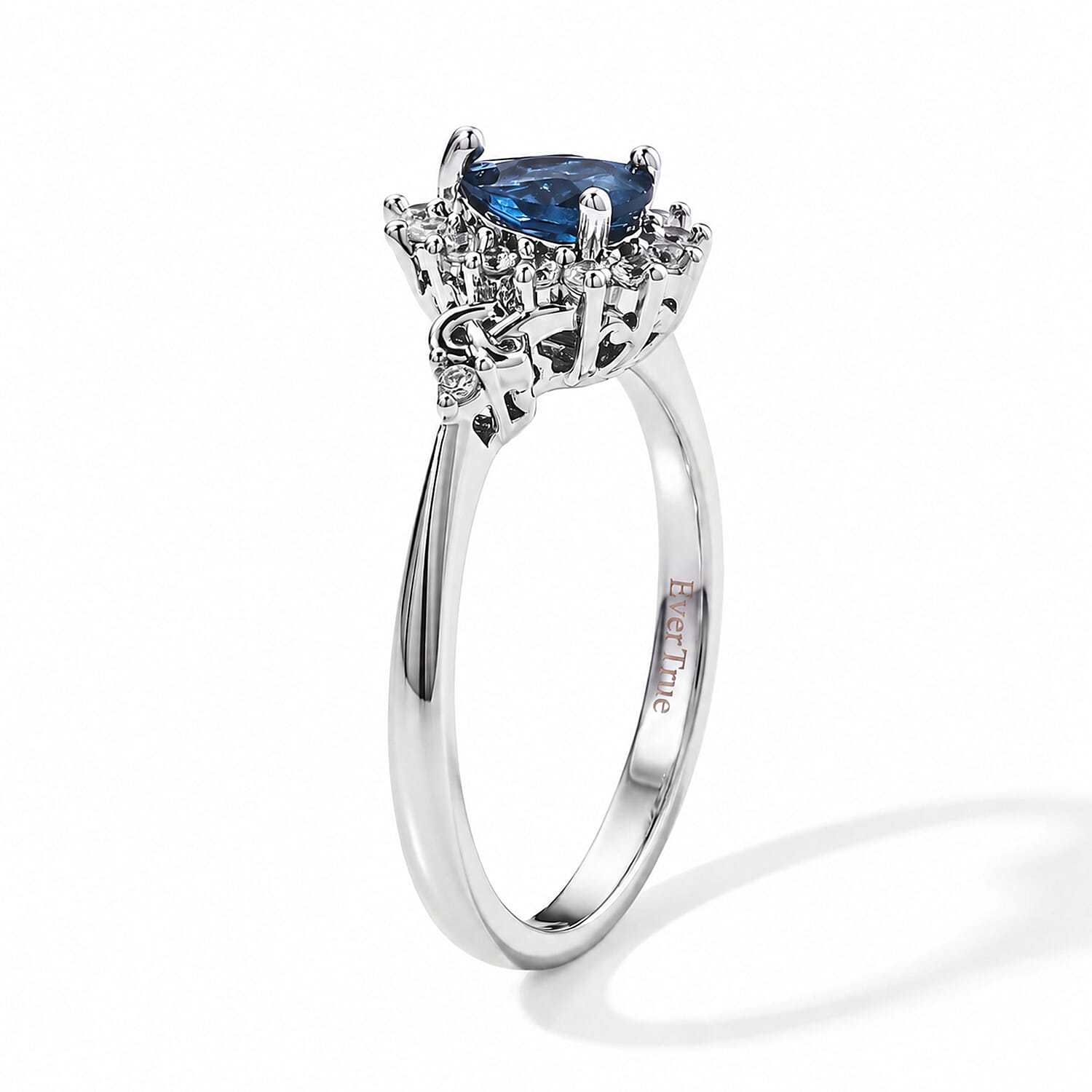 EverTrue London Blue Topaz and Simulated Diamond 0.80 ctw Ring in Platinum Bond (Size 8.0)