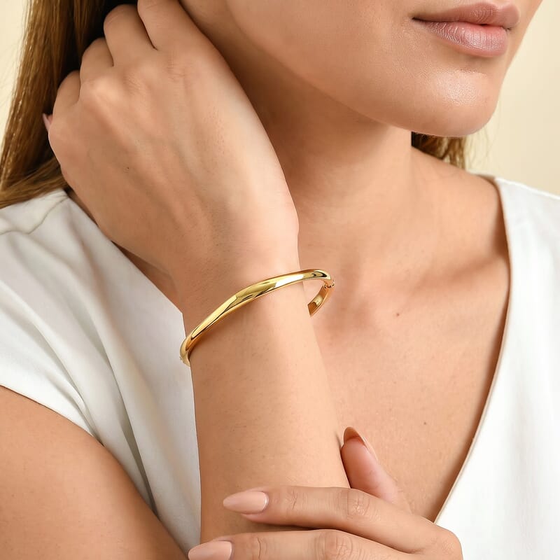 EverTrue Burnished Gold Bangle Bracelet in 18K YG Plated (6.50 In)