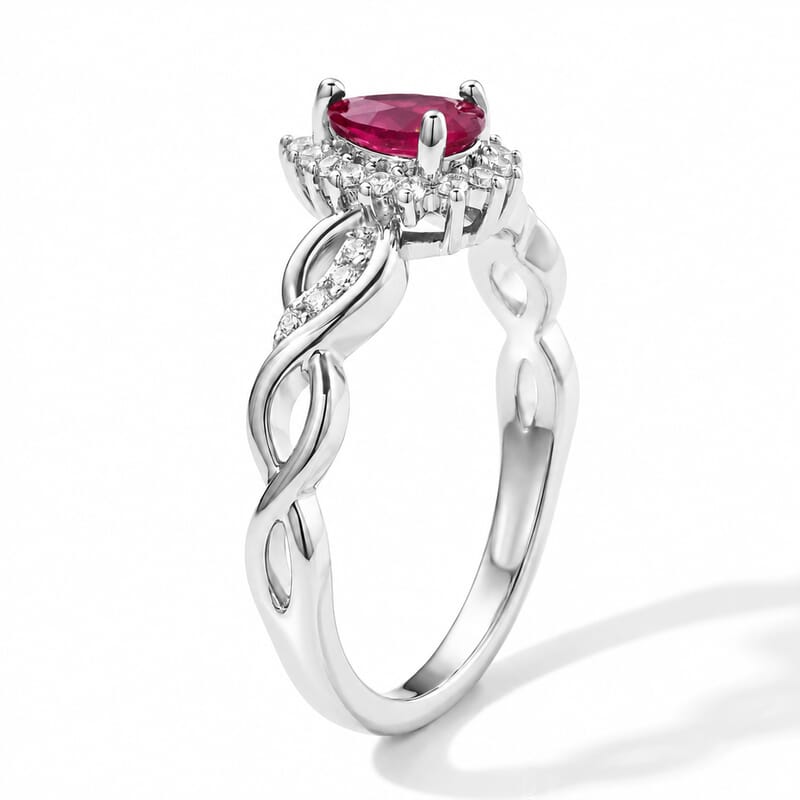 EverTrue Niassa Ruby (FF) and Simulated Diamond 0.75 ctw Ring in Platinum Bond (Size 10.0)