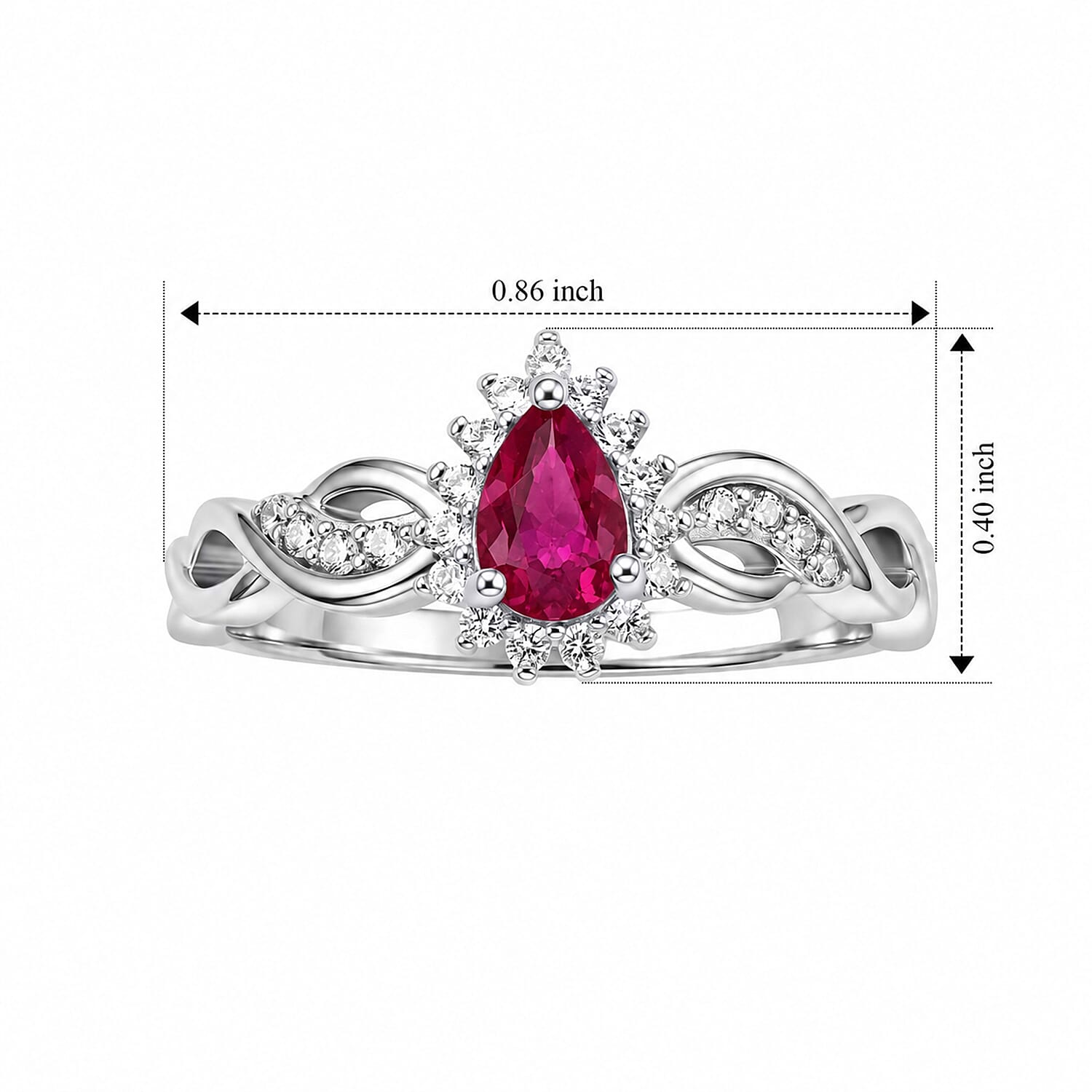 EverTrue Niassa Ruby (FF) and Simulated Diamond 0.75 ctw Ring in Platinum Bond (Size 10.0)
