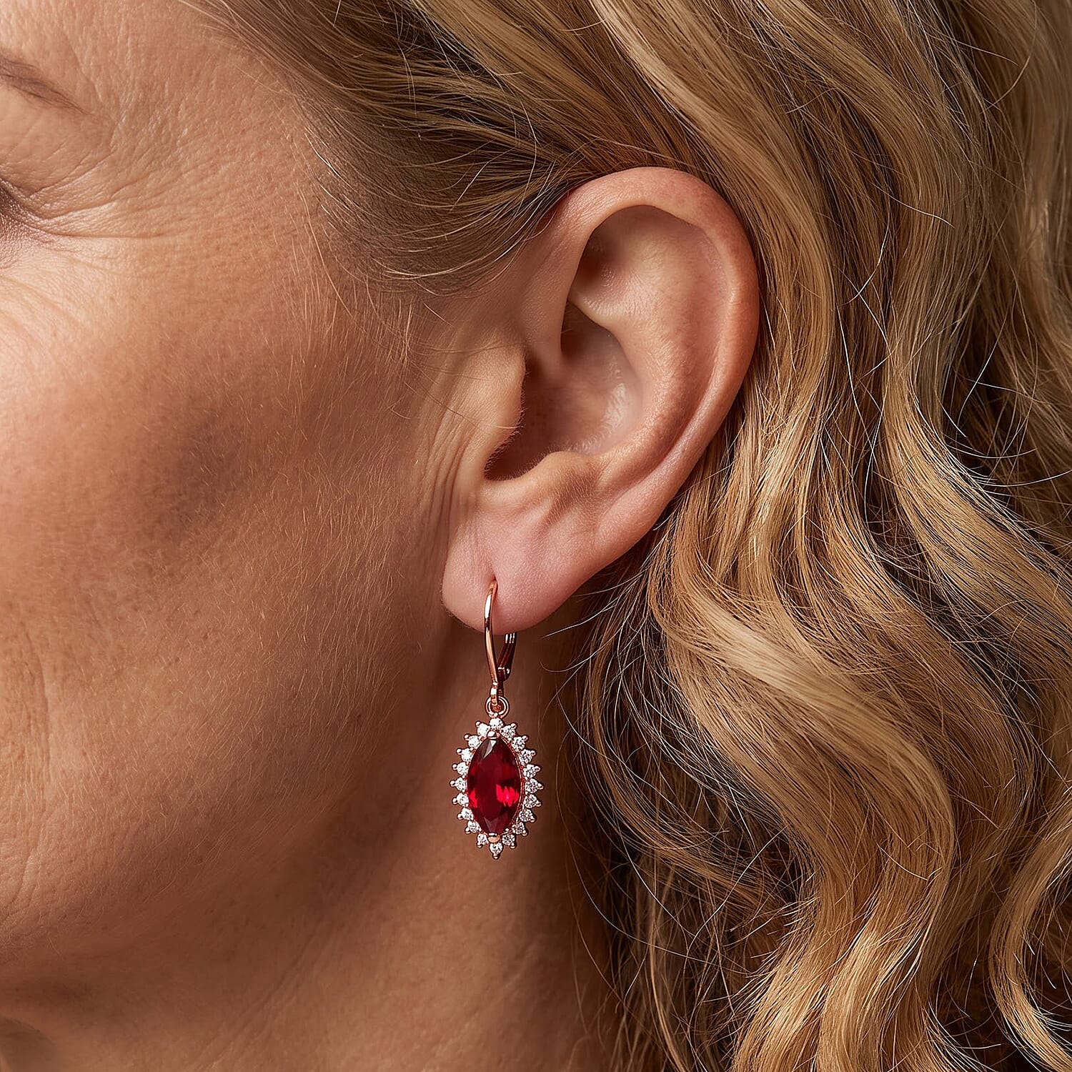EverTrue Lab Created Padparadscha Sapphire and White Zircon 5.70 ctw Earrings in 18K RG Plated