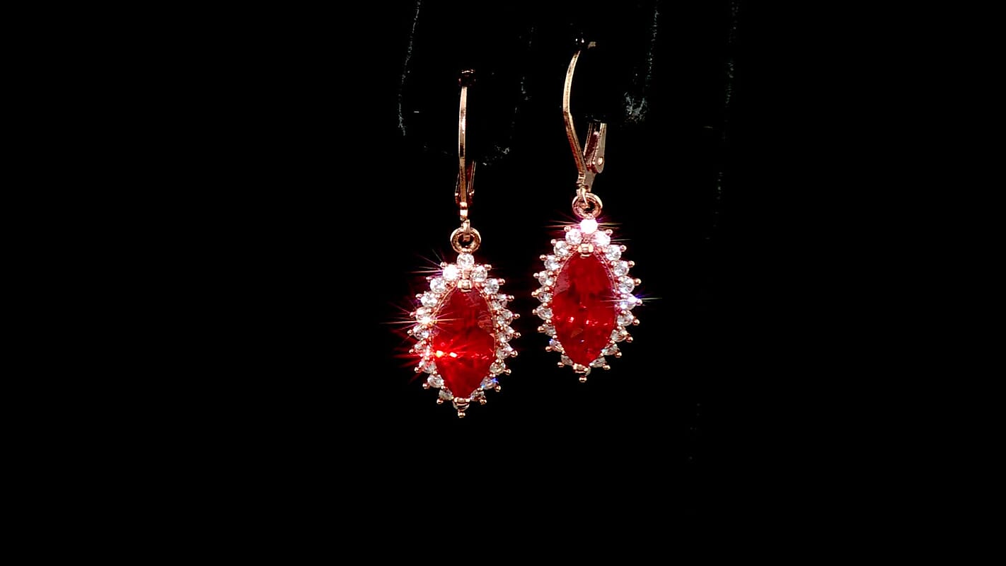 EverTrue Lab Created Padparadscha Sapphire and White Zircon 5.70 ctw Earrings in 18K RG Plated