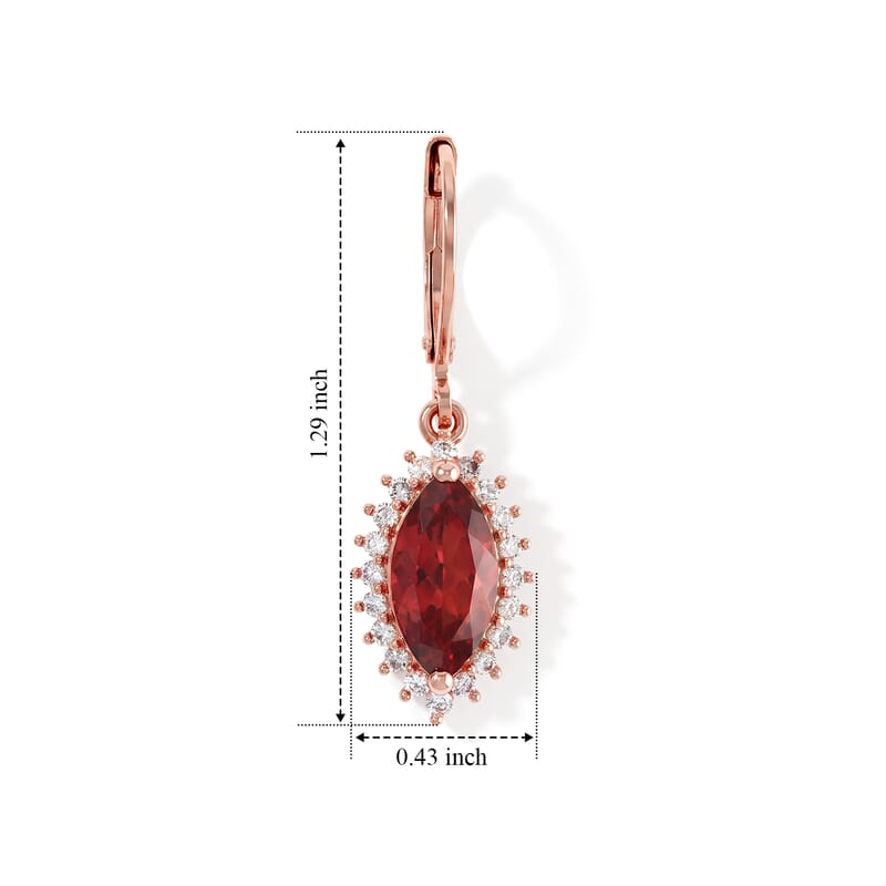 EverTrue Lab Created Padparadscha Sapphire and White Zircon 5.70 ctw Earrings in 18K RG Plated