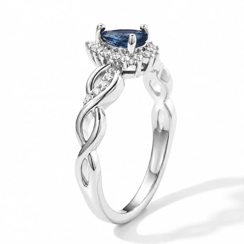 EverTrue London Blue Topaz and Simulated Diamond 0.75 ctw Ring in Platinum Bond (Size 8.0)