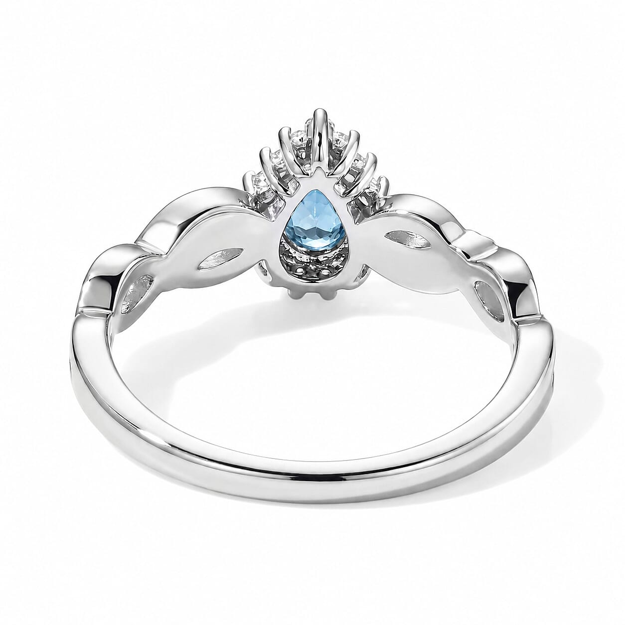 EverTrue London Blue Topaz and Simulated Diamond 0.75 ctw Ring in Platinum Bond (Size 8.0)