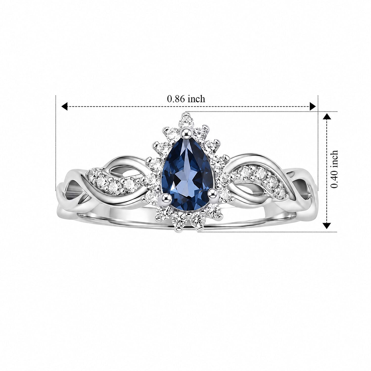 EverTrue London Blue Topaz and Simulated Diamond 0.75 ctw Ring in Platinum Bond (Size 8.0)