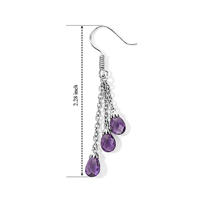 EverTrue Mashamba Amethyst 6.60 ctw Violet Petal Drop Earrings in Platinum Bond