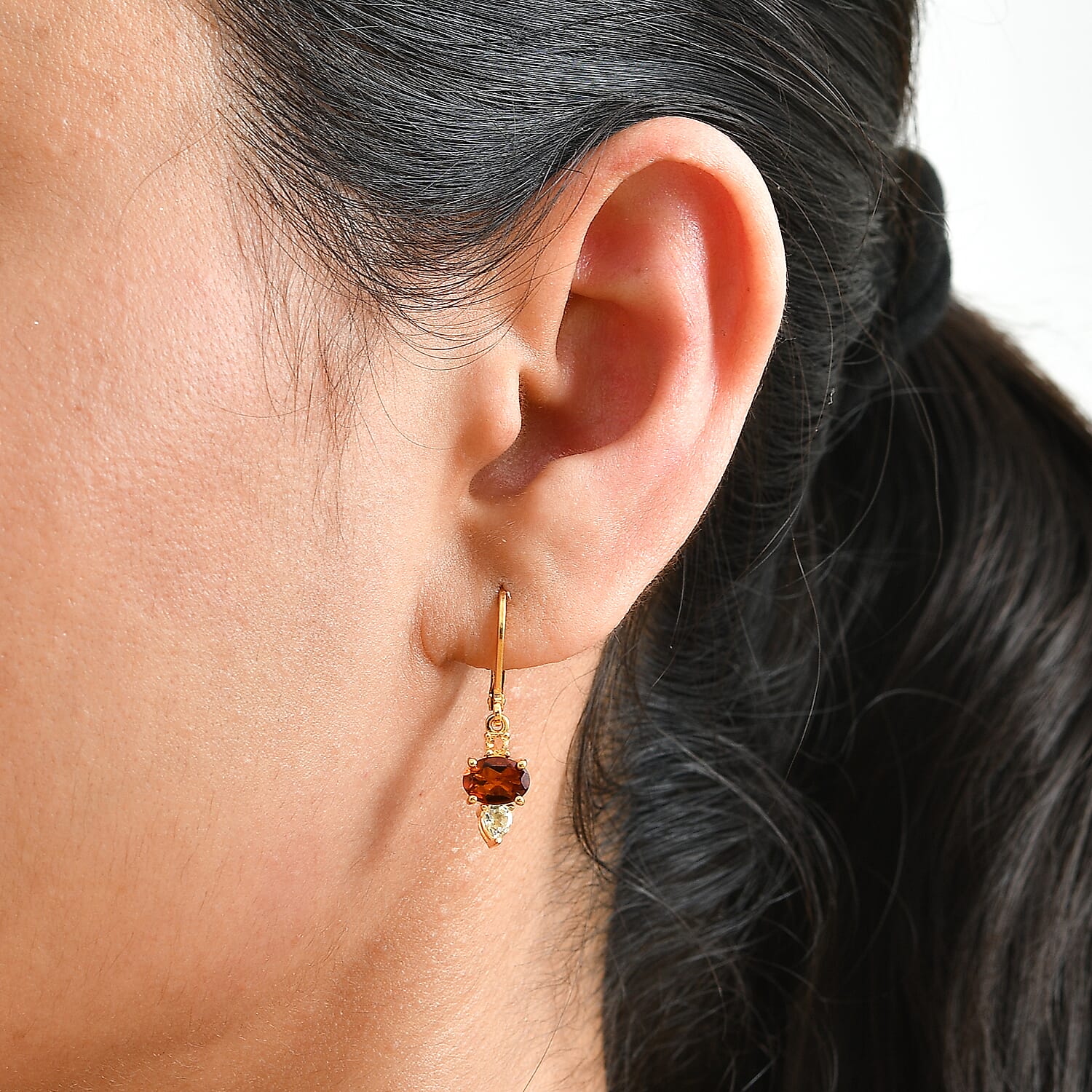 EverTrue Santa Ana Madeira Citrine and White Topaz 2.10 ctw Earrings in 18K YG Plated