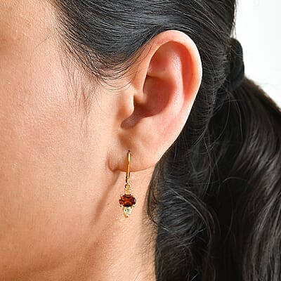 EverTrue Santa Ana Madeira Citrine and White Topaz 2.10 ctw Earrings in 18K YG Plated