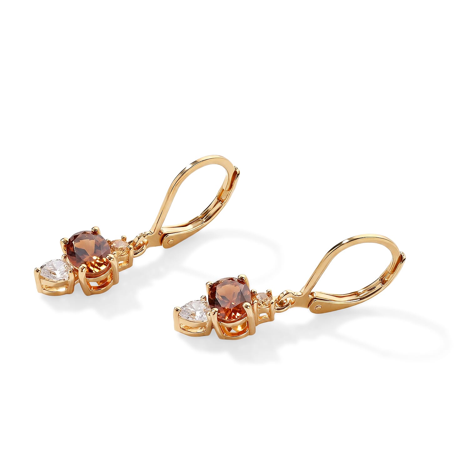 EverTrue Santa Ana Madeira Citrine and White Topaz 2.10 ctw Earrings in 18K YG Plated