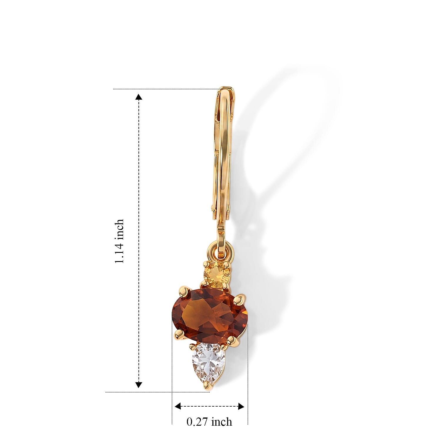 EverTrue Santa Ana Madeira Citrine and White Topaz 2.10 ctw Earrings in 18K YG Plated