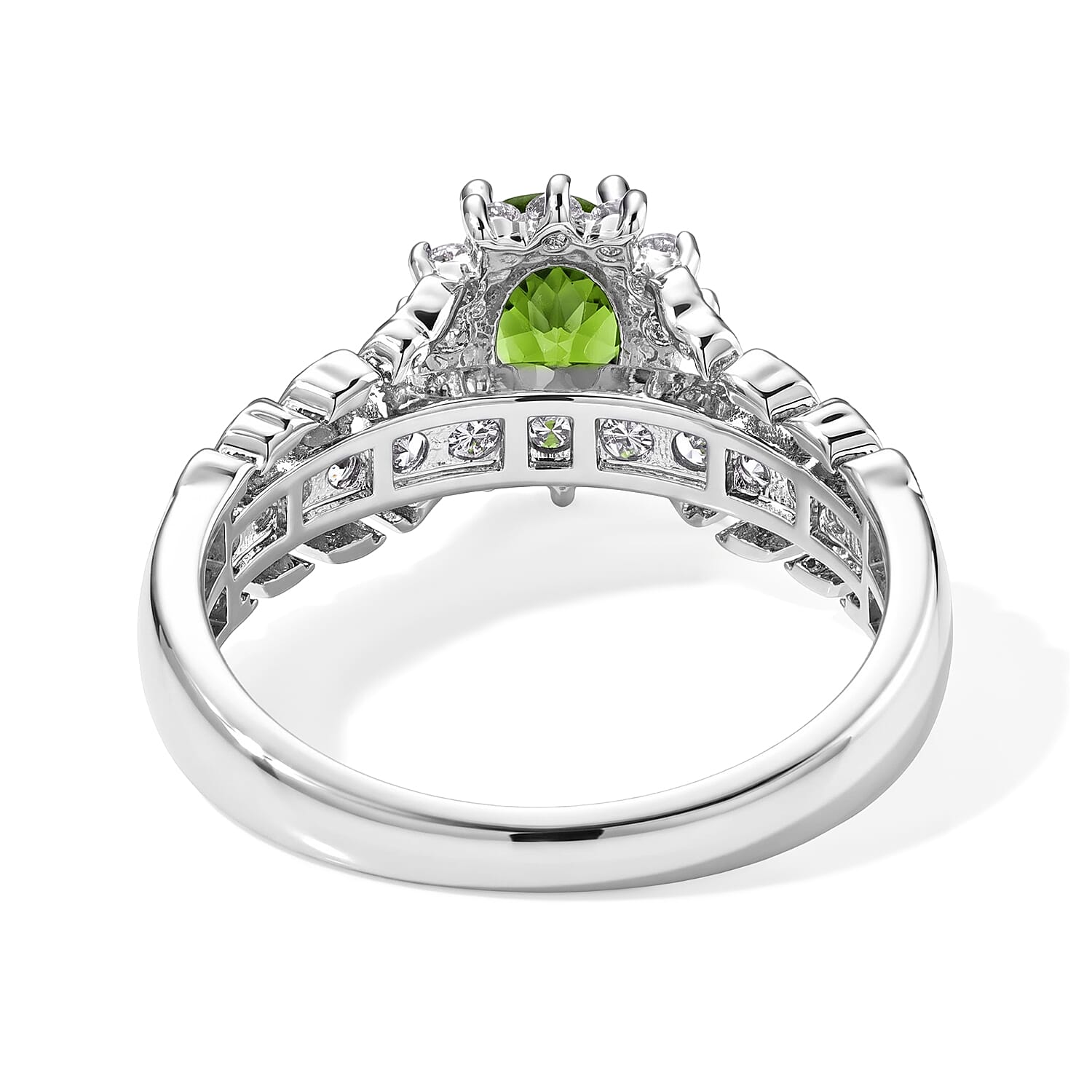 EverTrue Chrome Diopside and Simulated Diamond 1.65 ctw Ring in Platinum Bond (Size 6.0)