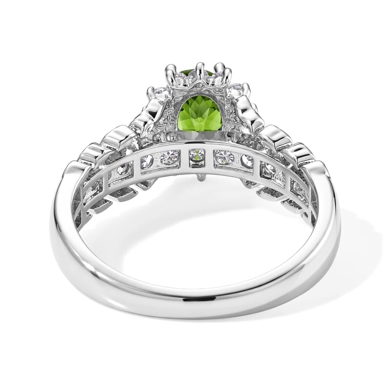 EverTrue Chrome Diopside and Simulated Diamond 1.65 ctw Ring in Platinum Bond (Size 6.0)