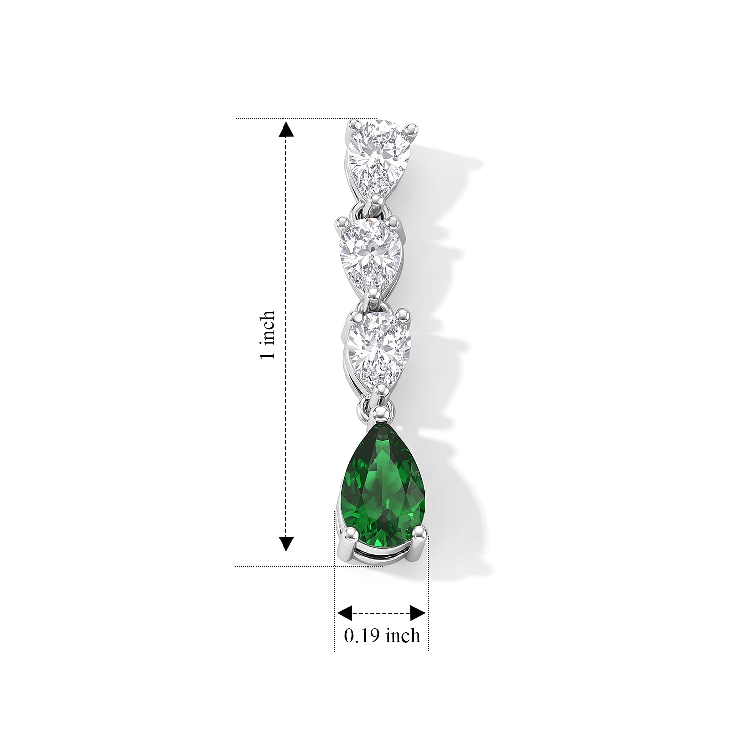 Chrome Diopside and Simulated Diamond 2.25 ctw Earrings in Platinum Bond and Stainless Steel