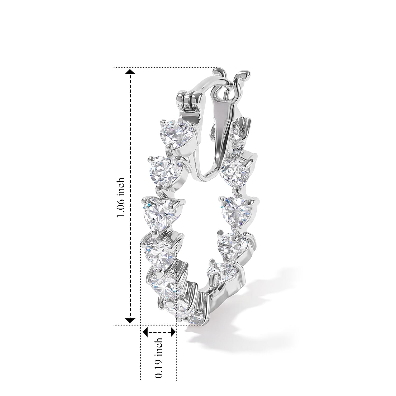 EverTrue Lab Created White Sapphire 5.35 ctw Hoop Earrings in Platinum Bond
