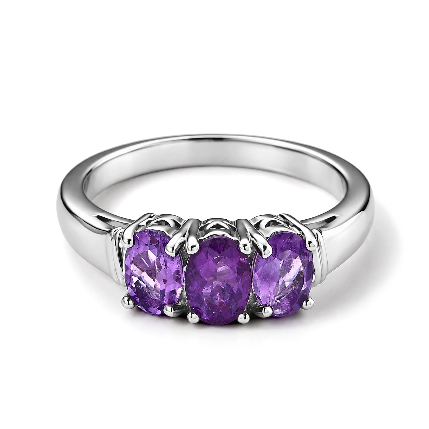 EverTrue African Amethyst 2.40 ctw Ring in Platinum Bond (Size 10.0)