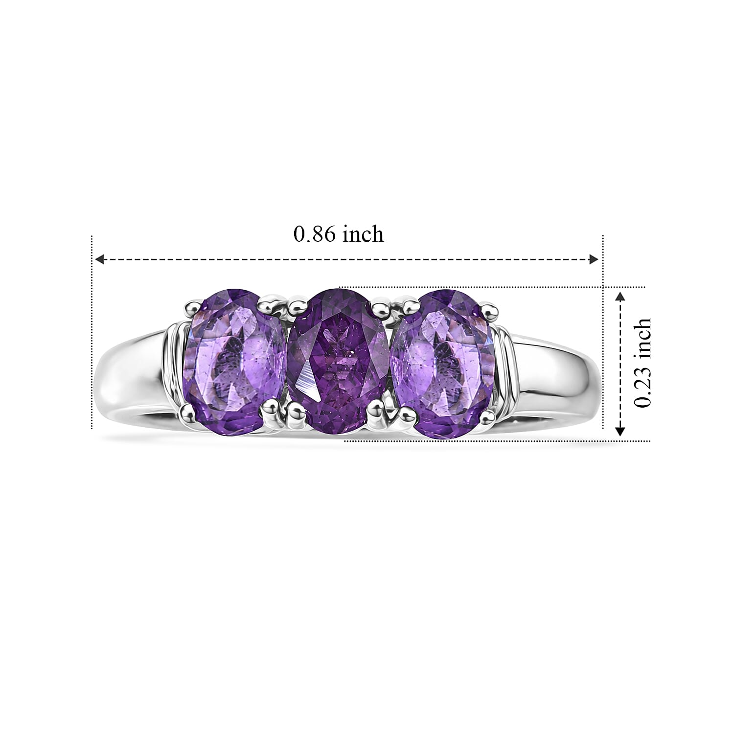 EverTrue African Amethyst 2.40 ctw Ring in Platinum Bond (Size 10.0)