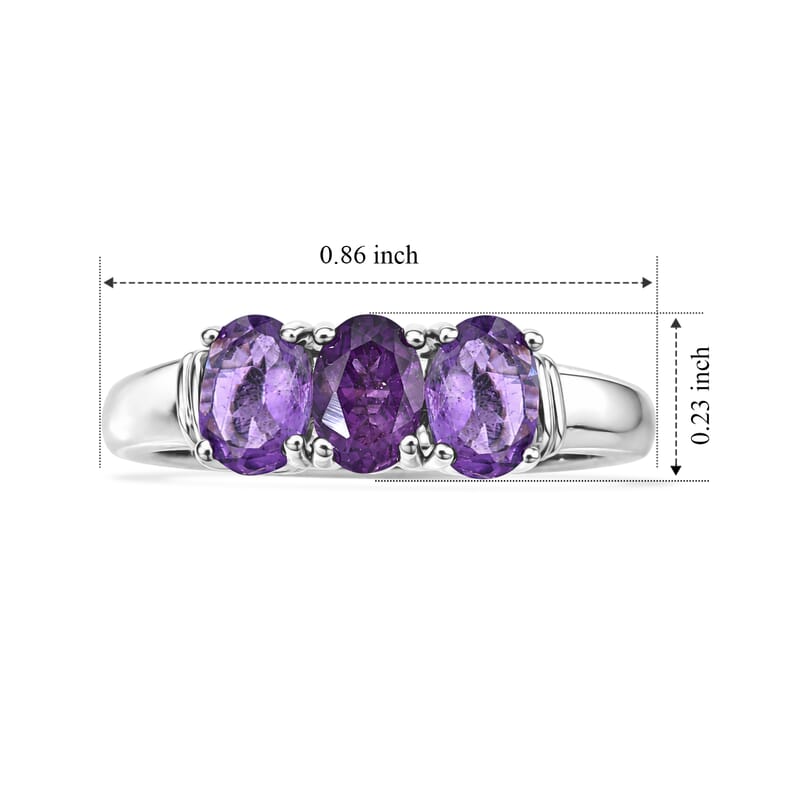 EverTrue African Amethyst 2.40 ctw Ring in Platinum Bond (Size 10.0)
