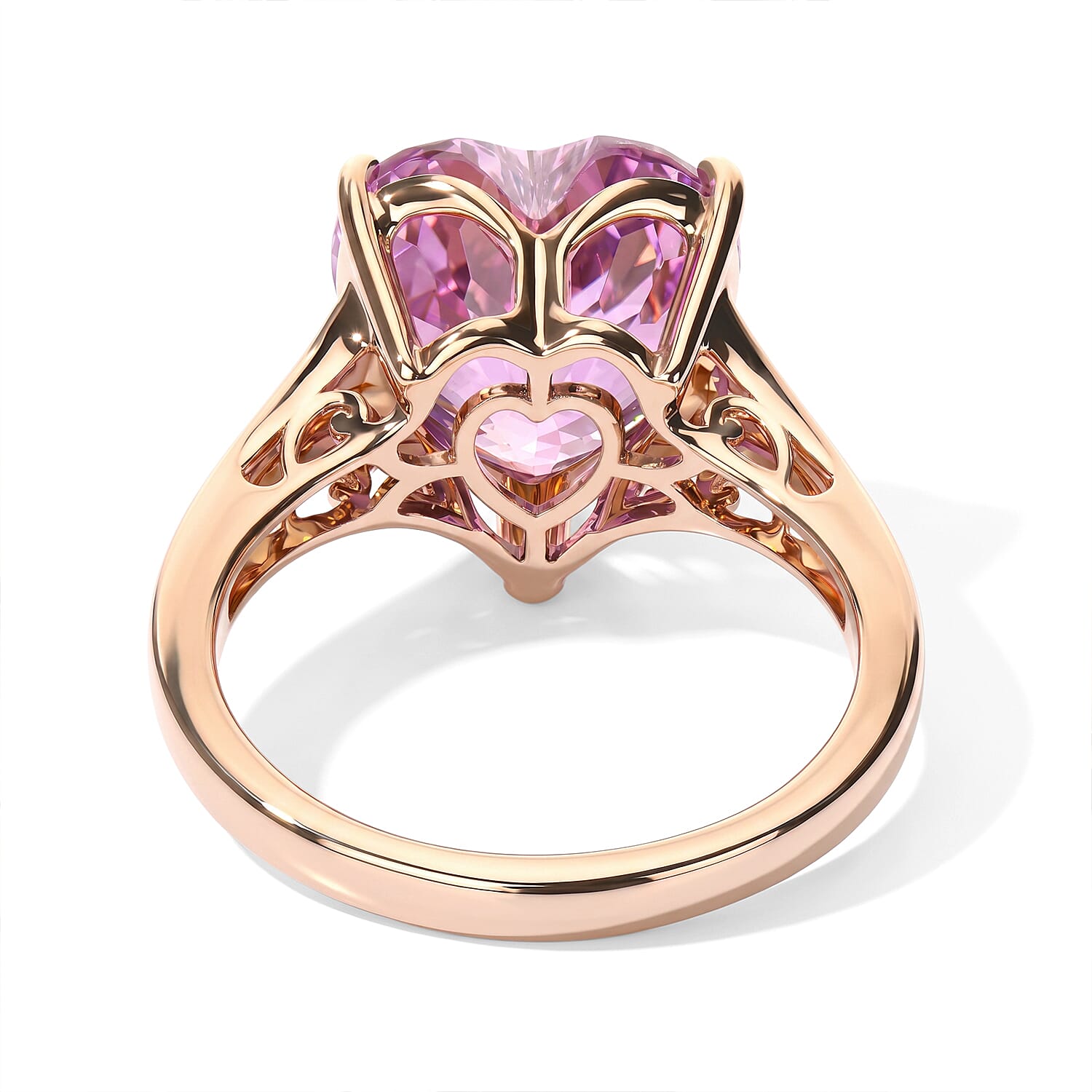 Luxoro AAA Patroke Kunzite and Paraiba Tourmaline 8.20 ctw Blue Trinity Heart Ring in 10K Rose Gold (Size 7.0)