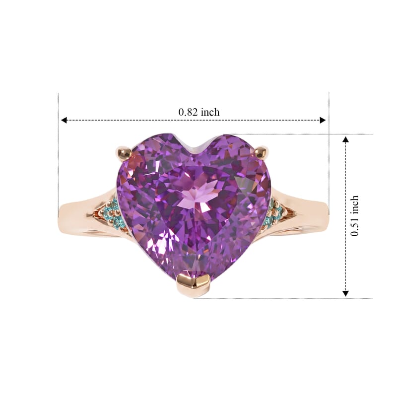 Luxoro AAA Patroke Kunzite and Paraiba Tourmaline 8.20 ctw Blue Trinity Heart Ring in 10K Rose Gold (Size 8.0)