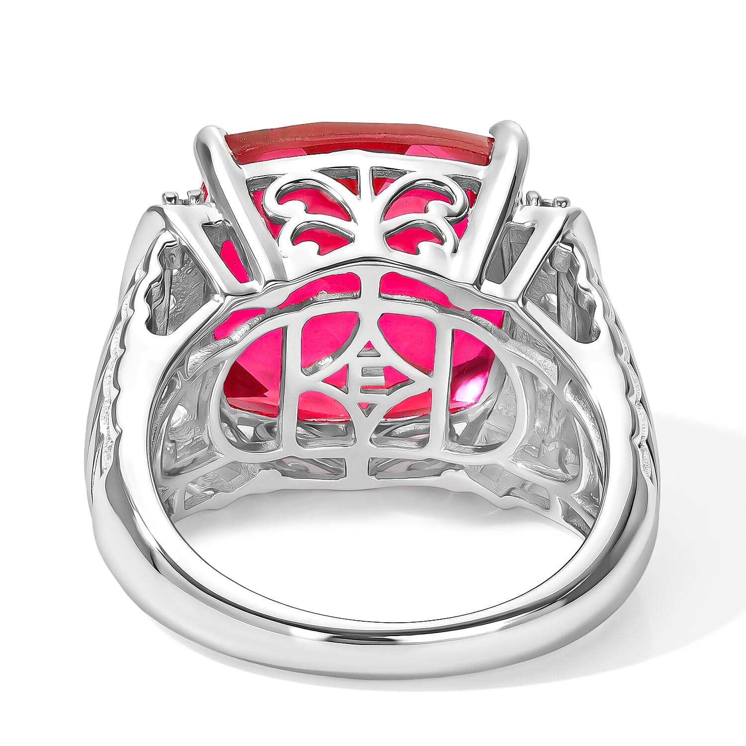 EverTrue Volcanic Triplet Quartz and White Zircon 13.20 ctw Ring in Platinum Bond (Size 7.0)