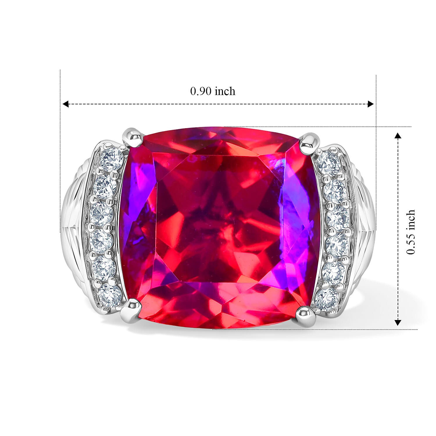 EverTrue Volcanic Triplet Quartz and White Zircon 13.20 ctw Ring in Platinum Bond (Size 7.0)