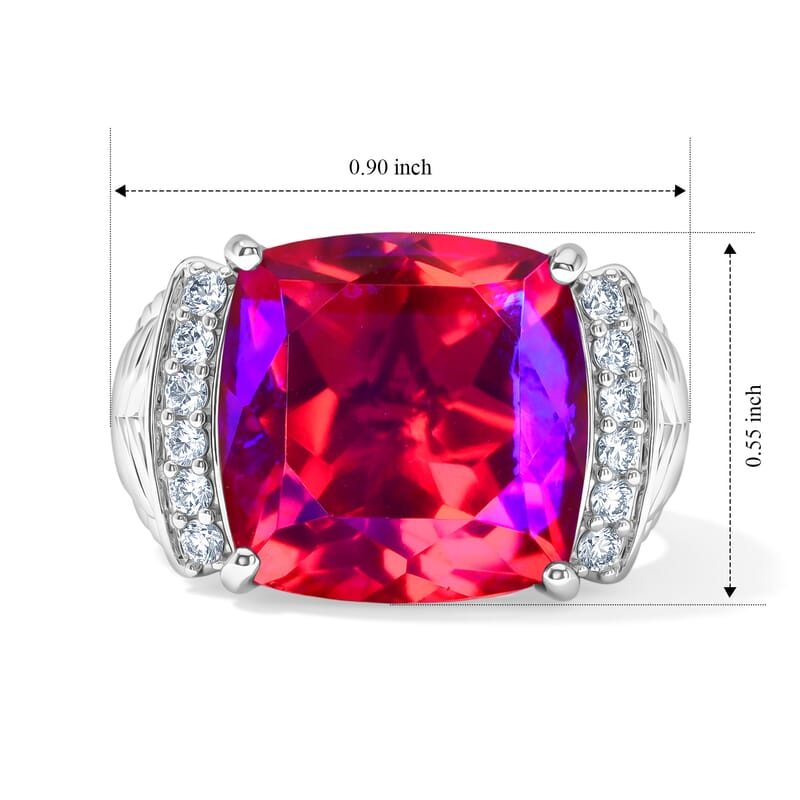 EverTrue Volcanic Triplet Quartz and White Zircon 13.20 ctw Ring in Platinum Bond (Size 7.0)